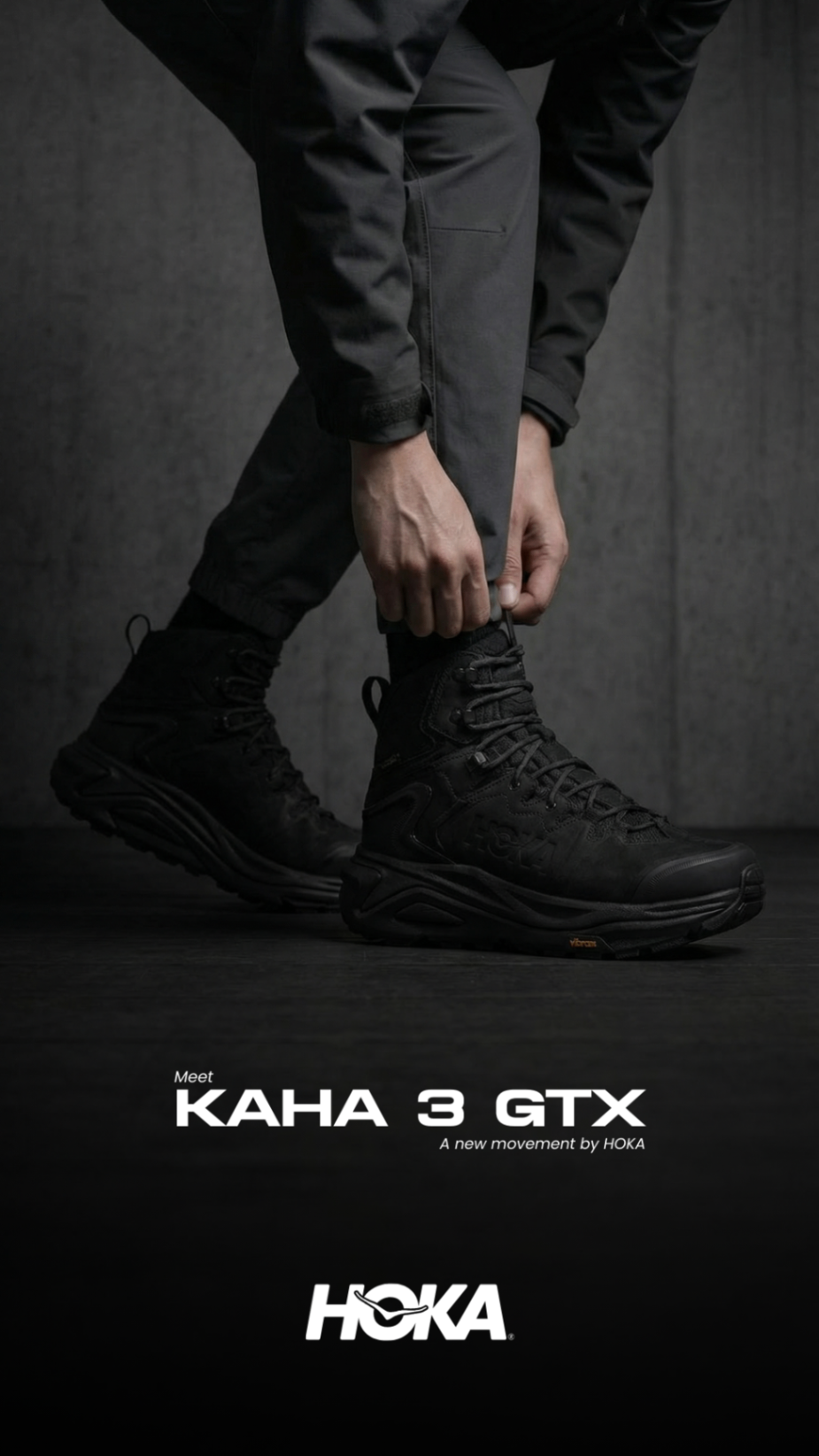 HOKA Kaha 3 GTX dark product story design