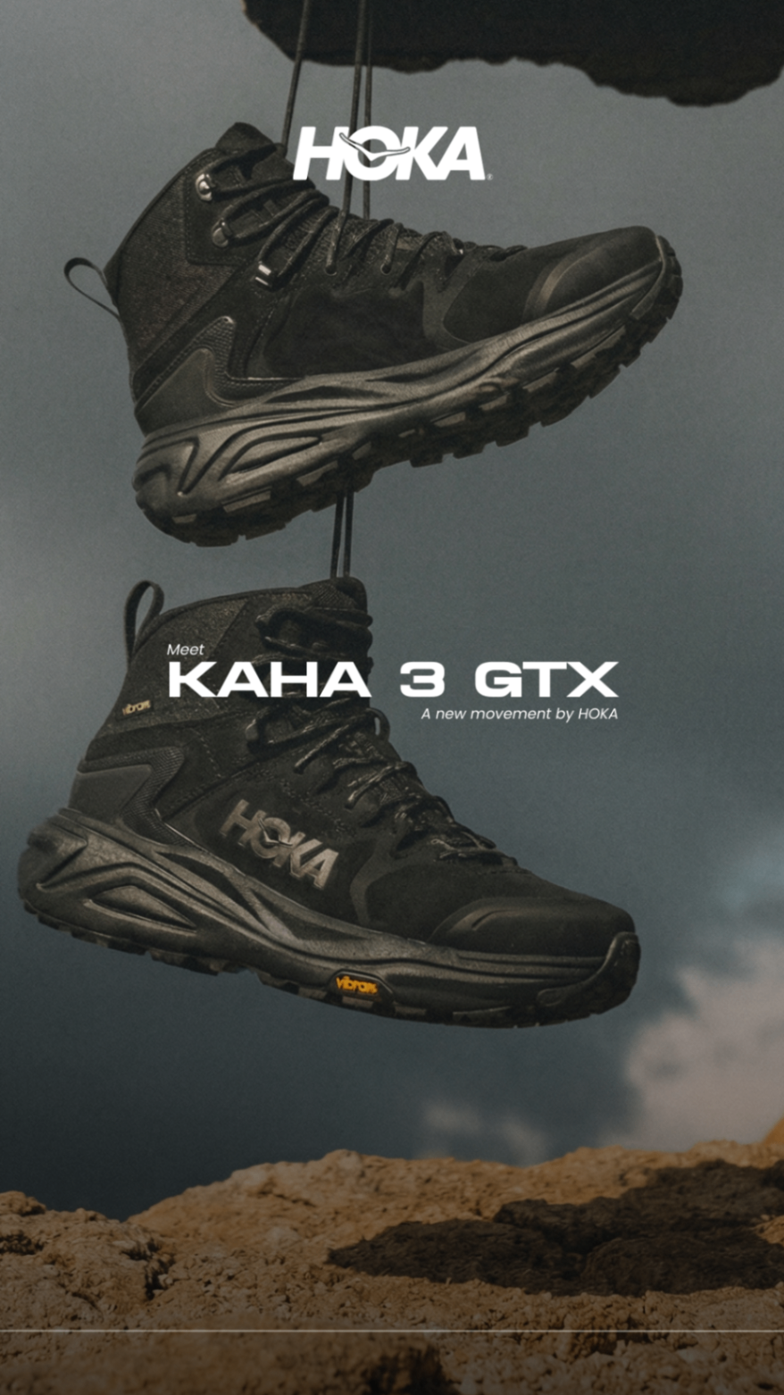 HOKA Kaha 3 GTX suspended boots campaign story design