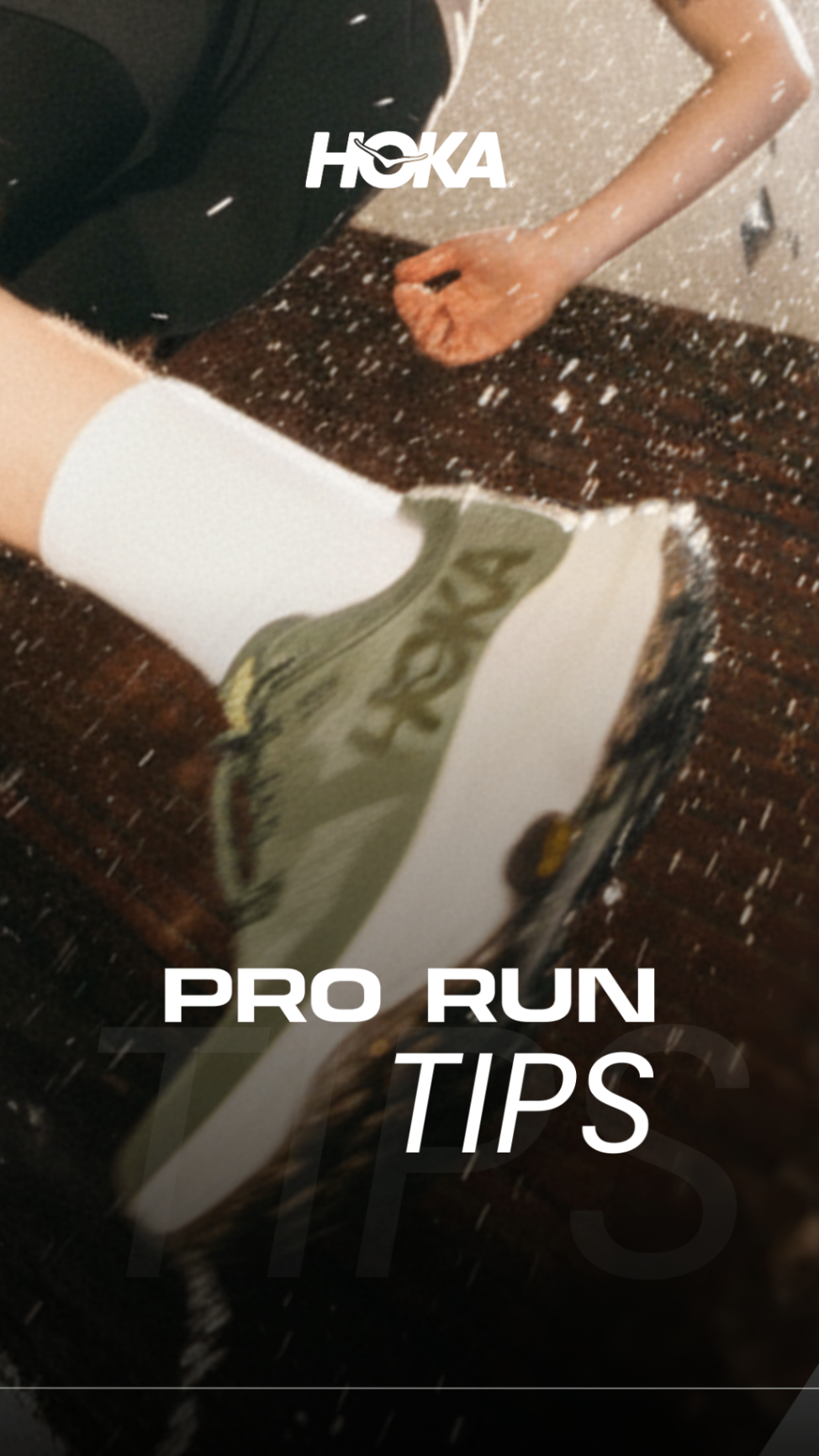 HOKA running tips story design with cropped shoe motion